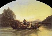 Adrian Ludwig Richter Crossing the Elbe at Aussig oil on canvas
